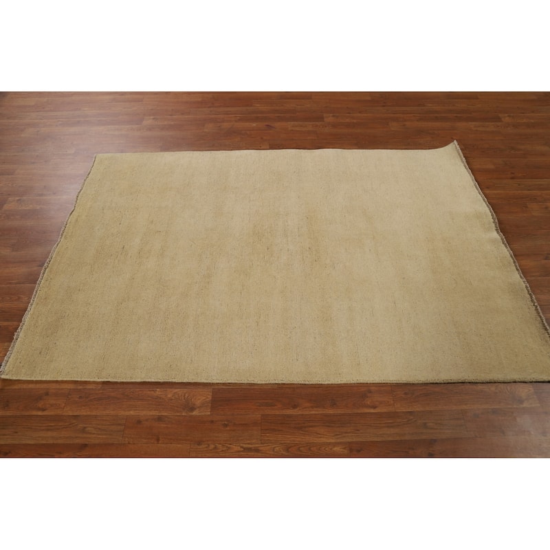 Gabbeh Modern Accent Rug Handmade Solid Wool Carpet - 3'10"x 5'11"