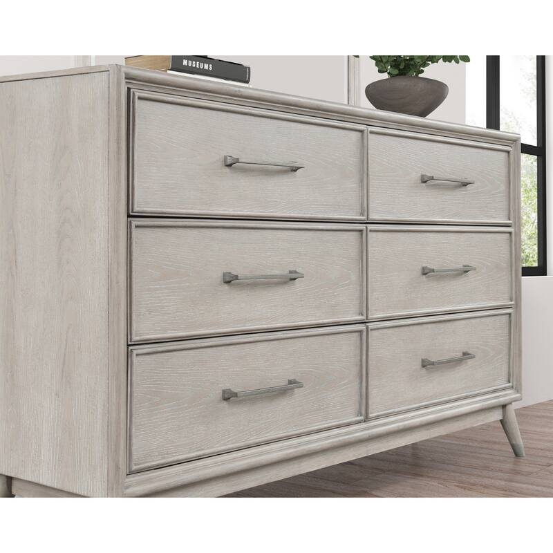 Roundhill Furniture Seluna 4-Piece Bedroom Set with Touch LED Lighting, Gray Oak Finish