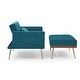 preview thumbnail 36 of 34, Recline Velvet Upholstered Sofa Chair with Ottoman Two Arm Pocket and Wood Frame, Include 1 Pillow and Adjustable Backrest