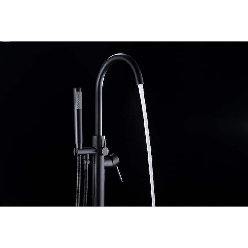 ANZZI Coral 2-Handle Freestanding Claw Foot Tub Faucet with Hand Shower in Matte Black
