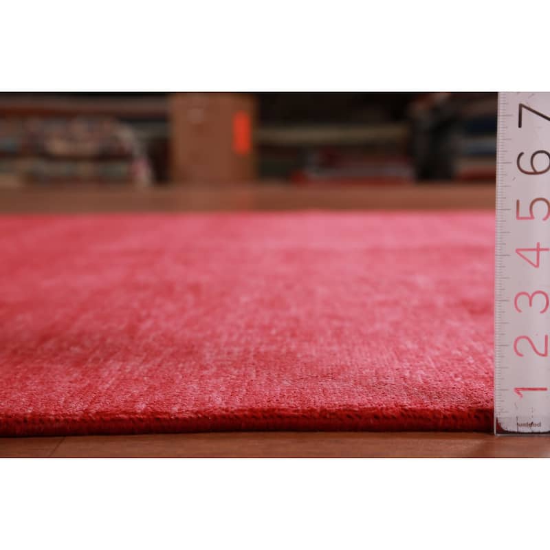 Hand Knotted Oriental 100% Wool Carpet Modern Solid Red Gabbeh Area Rug - 9' 0'' X 6' 2''
