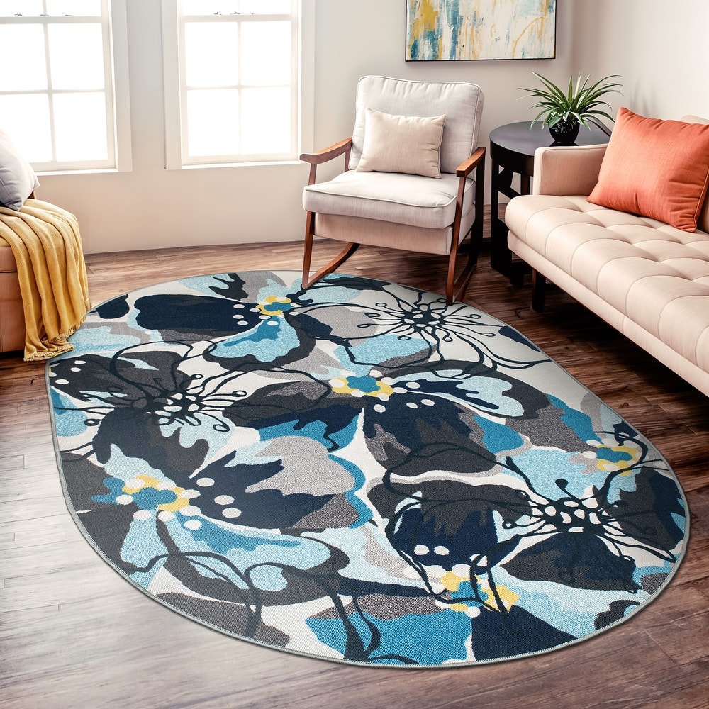 World Rug Gallery Modern Floral Non-Slip Area Rug