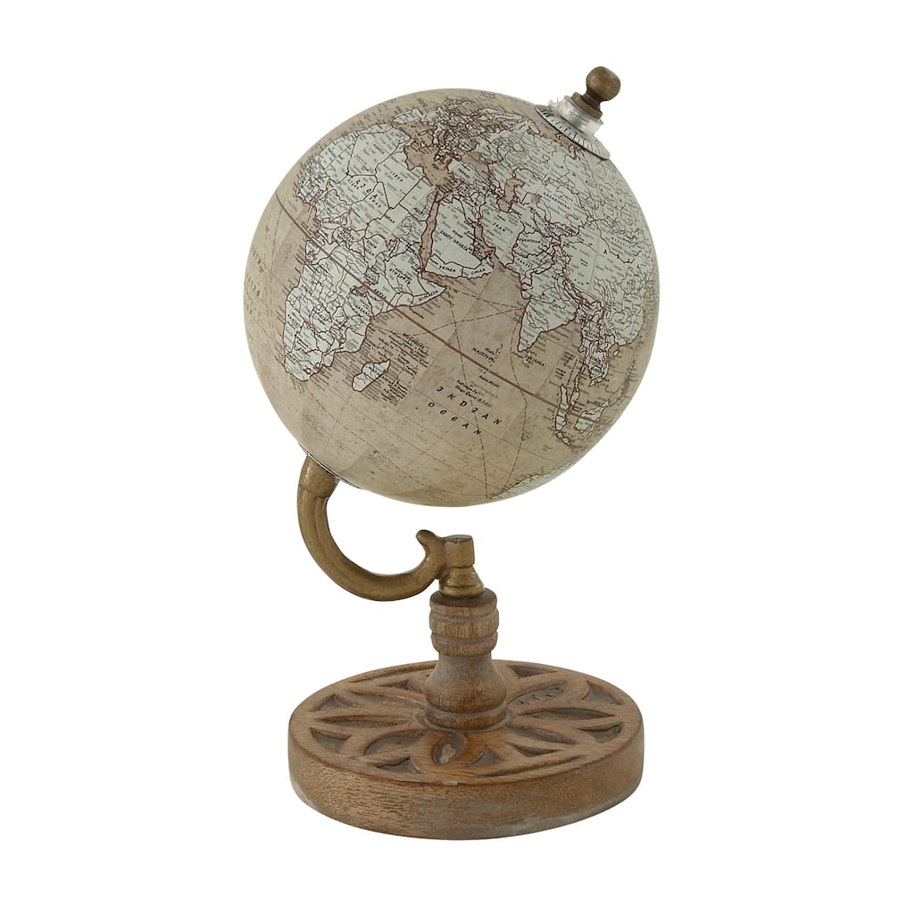 Wood Globe - Beige - Roche River Decor - 5"W x 5"L x 9"H