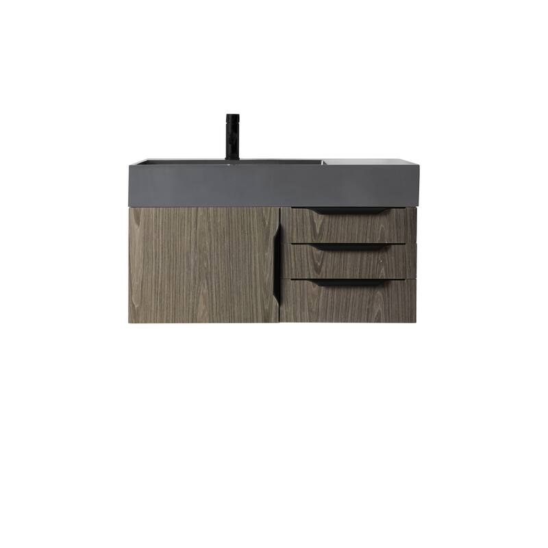 James Martin Vanities Mercer Island 36" Single Vanity, Ash Gray with Matte Black Hardware