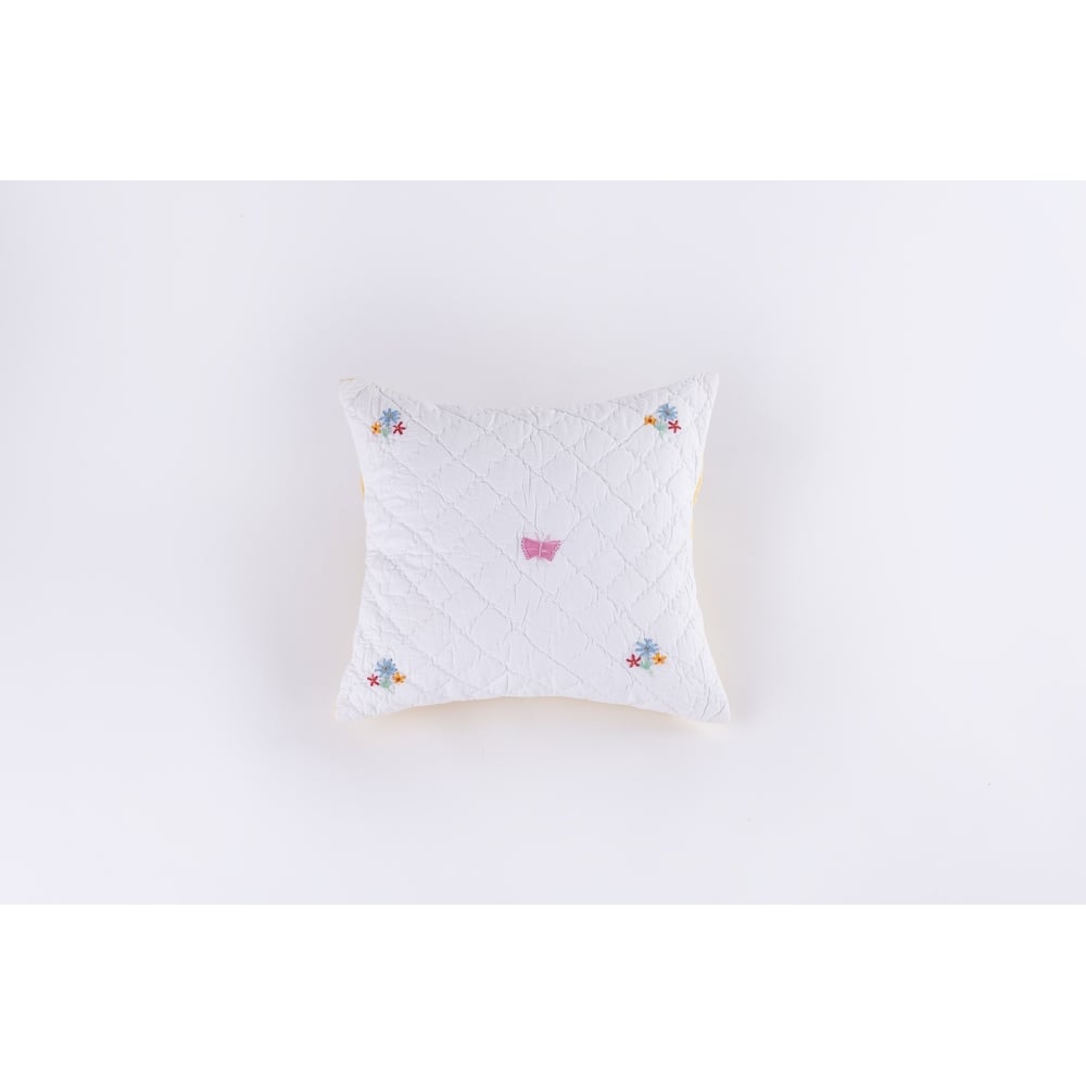 Cottage Home Multicolor Floral Butterfly Embroidered Throw Pillow