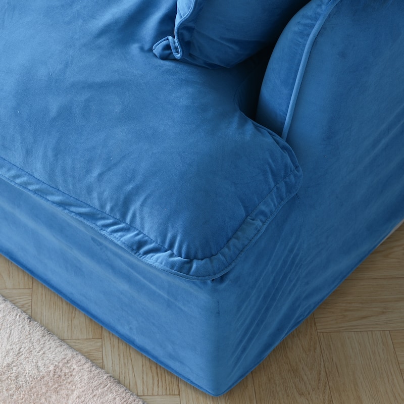Large Velvet Upholstered Sectional Sofa 122'' L-shape Modular Couch with Ottoman