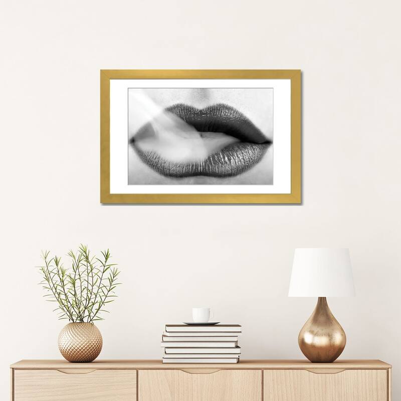iCanvas "Black Lipstick and Blowing Smoke" by Unknown Artist