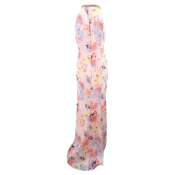 calvin klein embellished ruffled gown