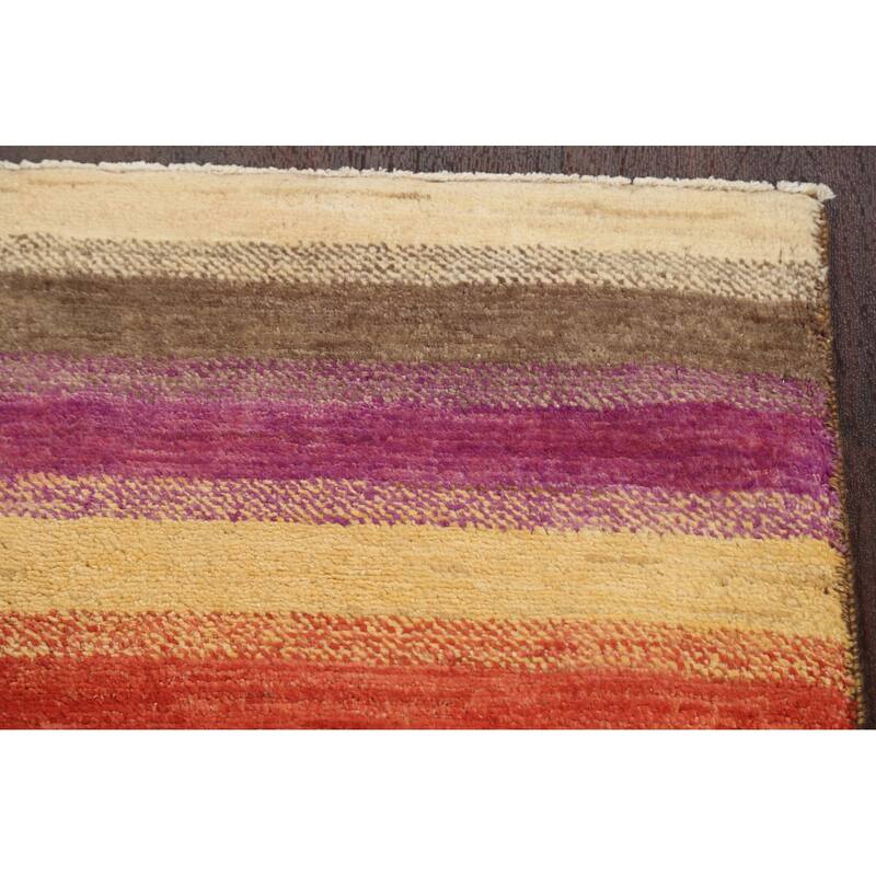 Striped Gabbeh Kashkoli Oriental Area Rug Wool Handmade Foyer Carpet - 3'1" x 5'1"