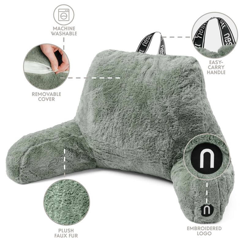 Emperyan Fur Reading Pillow with Laptop Lap Desk