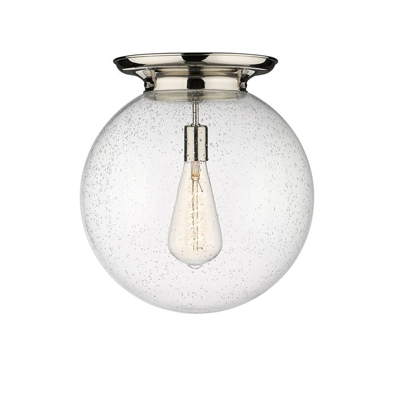 Innovations Lighting Beacon - 1 Light 16" Flush Mount - Polished Nickel/Seedy