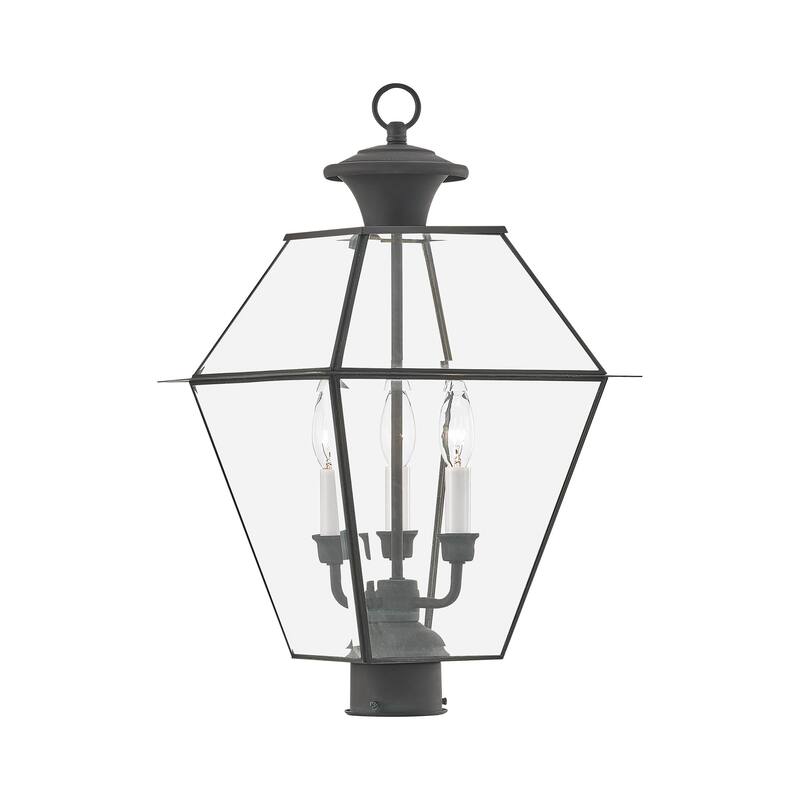 Livex Lighting Westover 3 Light 22" High Outdoor Single Head Post - Charcoal