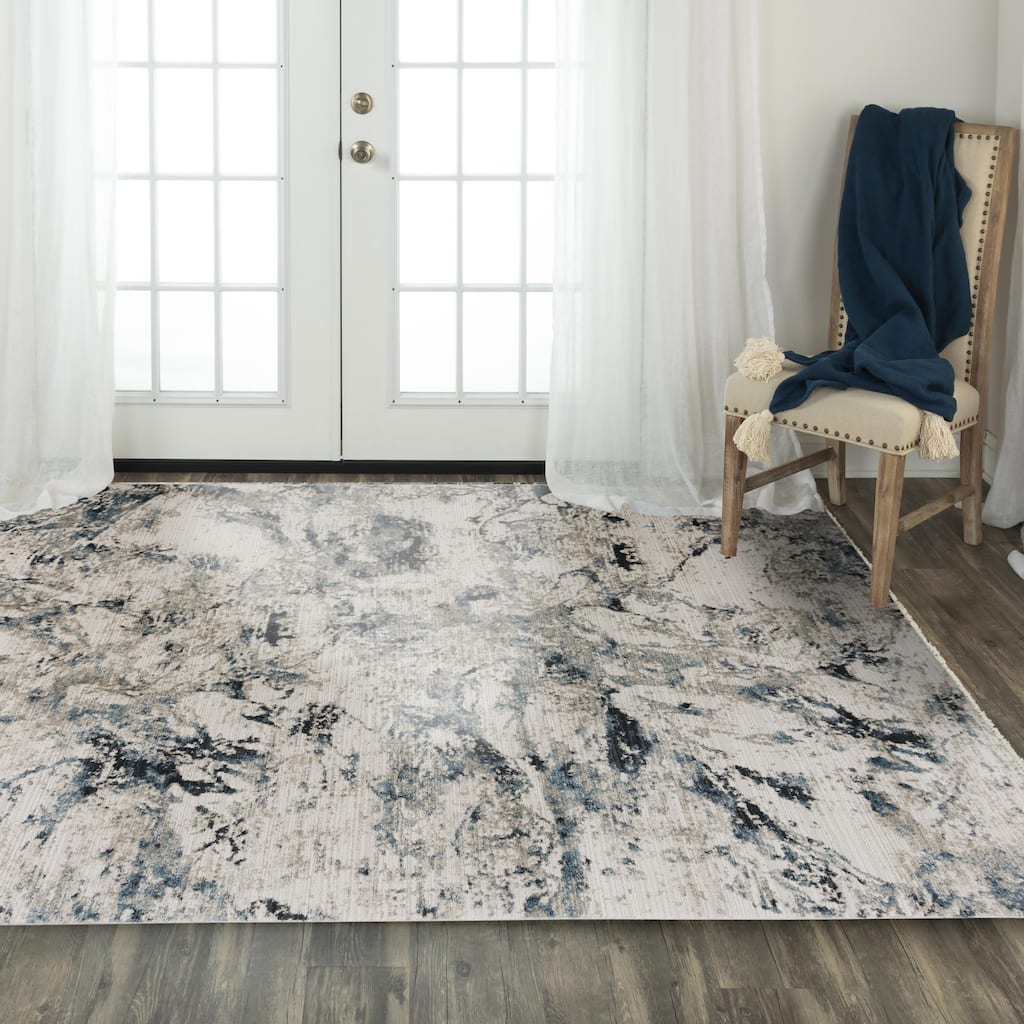 Alora Decor Orchid Transitional Blue Polyester Area Rug