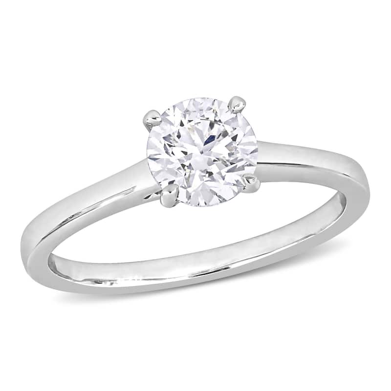 Miadora 1ct TDW Round-cut Certified Diamond Solitaire Engagement Ring in Platinum (GIA)