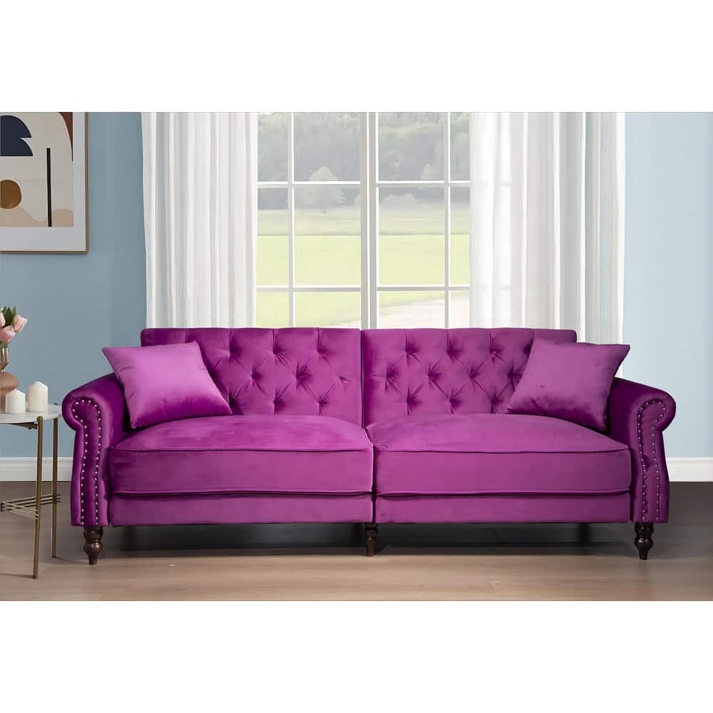 87.8'' Convertible Velvet Sofa Bed Sleeper Futon