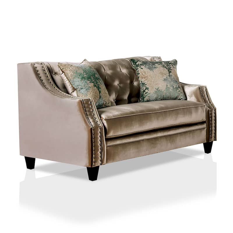 Vynn Transitional Solid Wood Padded Loveseat by Furniture of America