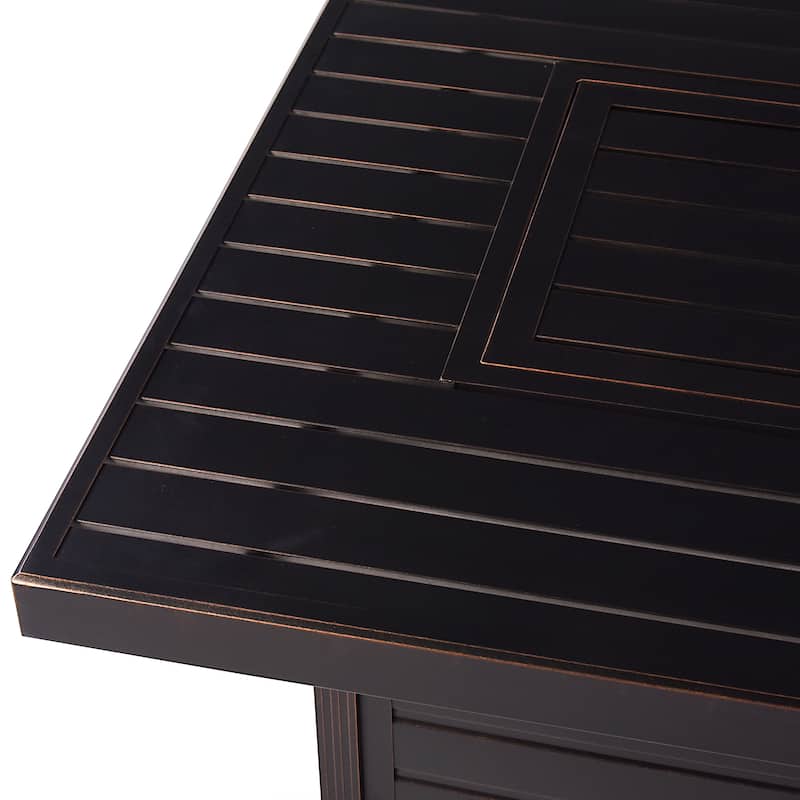 Rectangular 48 in. x 36 in. Aluminum Propane Fire Pit Table, Glass Beads, Two Covers, Lid, 57,000 BTUs - N/A