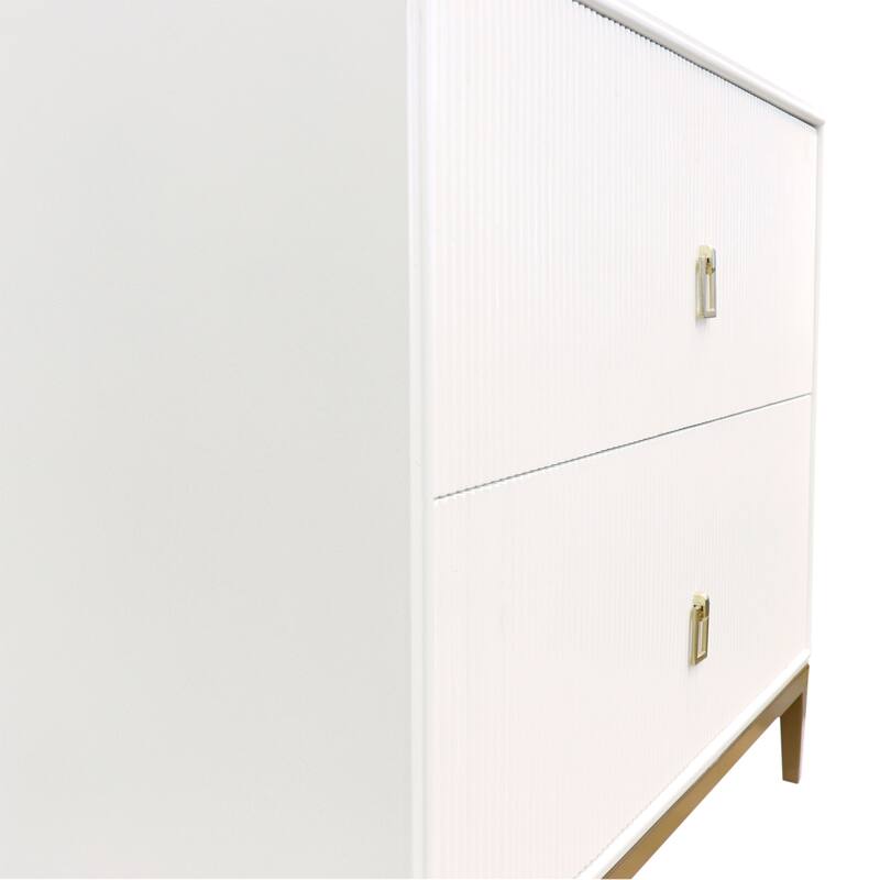 Pasargad Home Pearl Wood Nightstand with Metal Frame