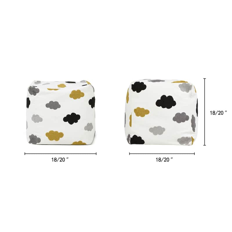 Pouf 23" Luxury Oversized Embroidery Bean Bag Cube Ottoman