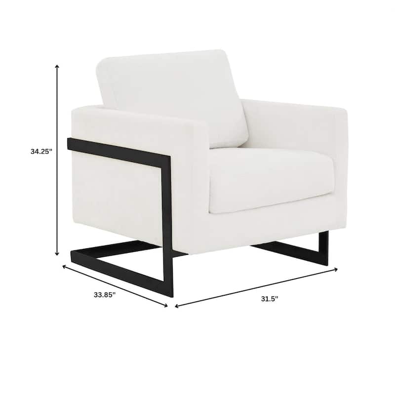 LeisureMod Lincoln Upholstered Accent Armchair with Black Steel Base