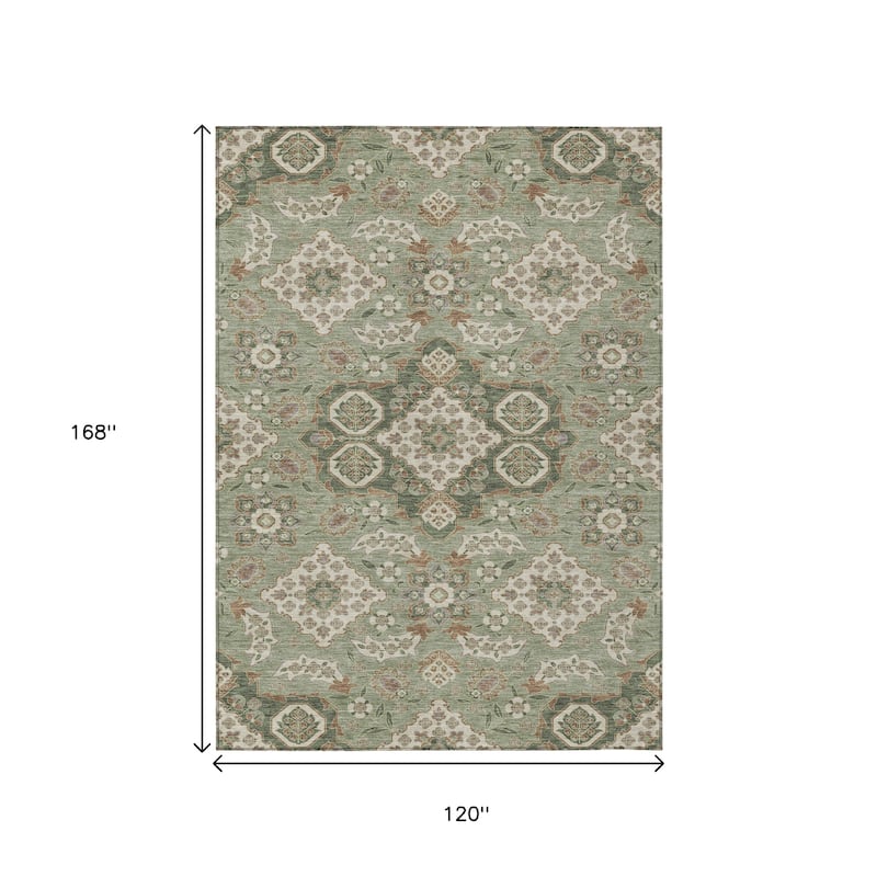 HomeRoots Medallion Traditional Rectangle Outdoor Rug