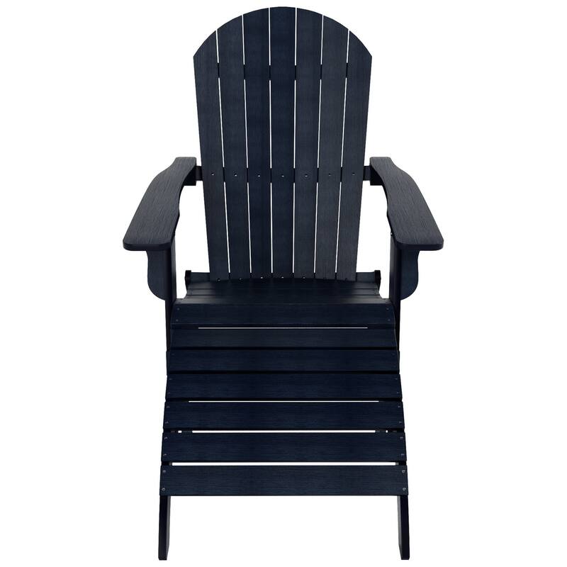 Vineyard HIPS Outdoor Folding Eco-Friendly All Weather Seashell Adirondack Chair with Ottoman (2-Piece Set)