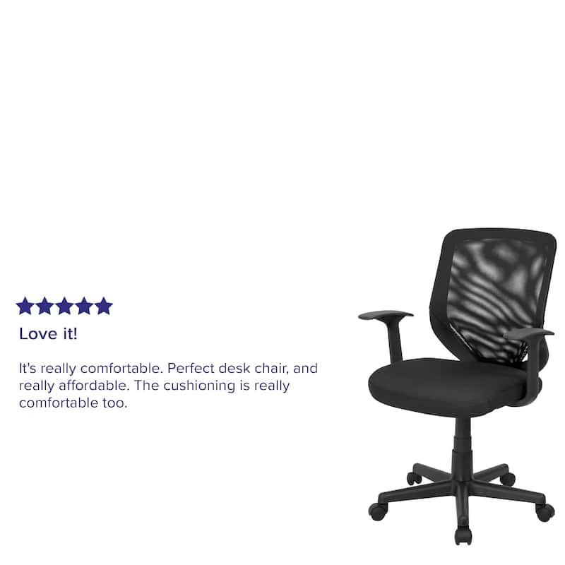 Mid-Back Mesh Tapered Back Swivel Task Office Chair with T-Arms