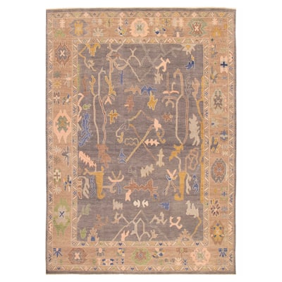 ECARPETGALLERY Hand-knotted Modern Oushak Grey Wool Rug - 9'9 x 13'9