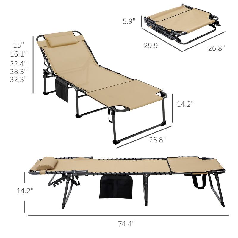 Folding recliner with side pockets, headrest and reading hole