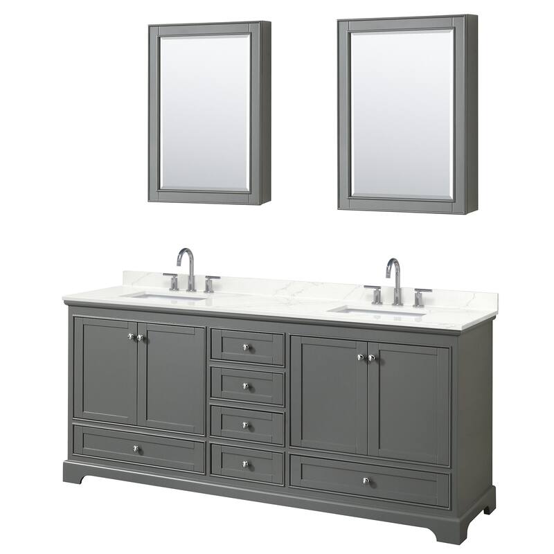 Wyndham Collection WCS202080D-QTZ-US3MED Deborah 80" Free Standing - Dark Gray / Giotto Quartz Top / Polished Chrome