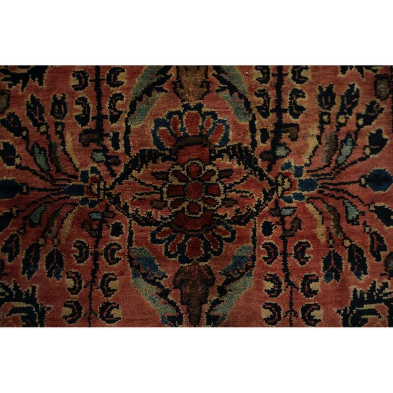Hand Knotted Oriental 100% Wool Carpet Traditional Floral Oranges & Rust Sarouk Area Rug - 4' 0'' X 2' 0''