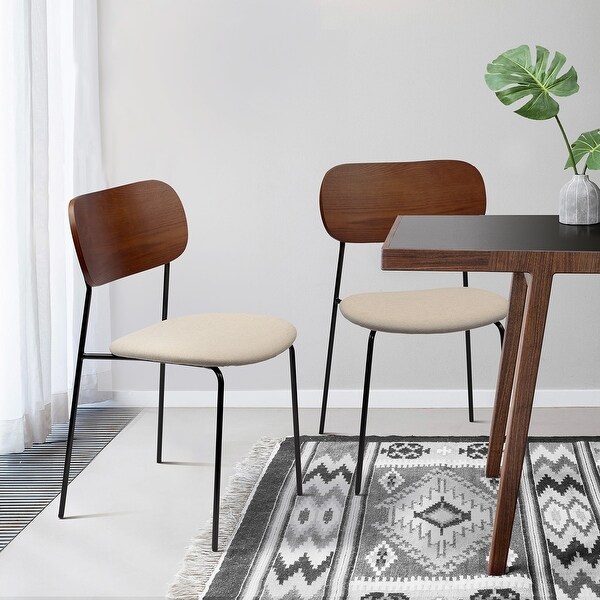 Shop Aspen Modern Dining Chair Upholstered Seat Matte Black Metal Legs