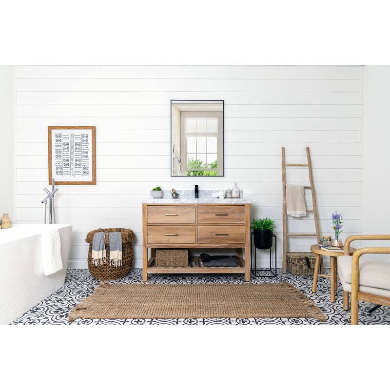 Willow Collections 42 in. W x 22 in. D Parker Solid Teak Single Sink Bathroom Vanity with Countertop