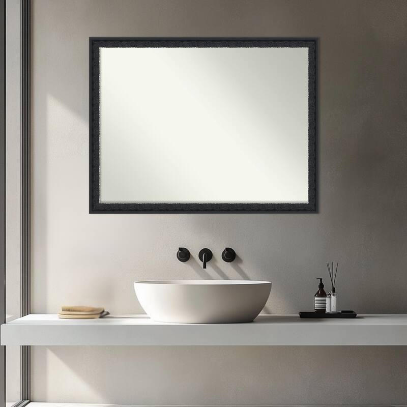 Bethany Non-Beveled Wood Framed Bathroom Vanity Wall Mirror