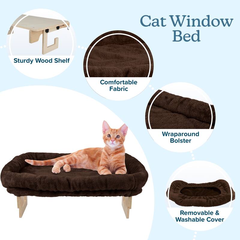 PETMAKER Cat Bed for Window Sill - Cat Window Perch with Bolster