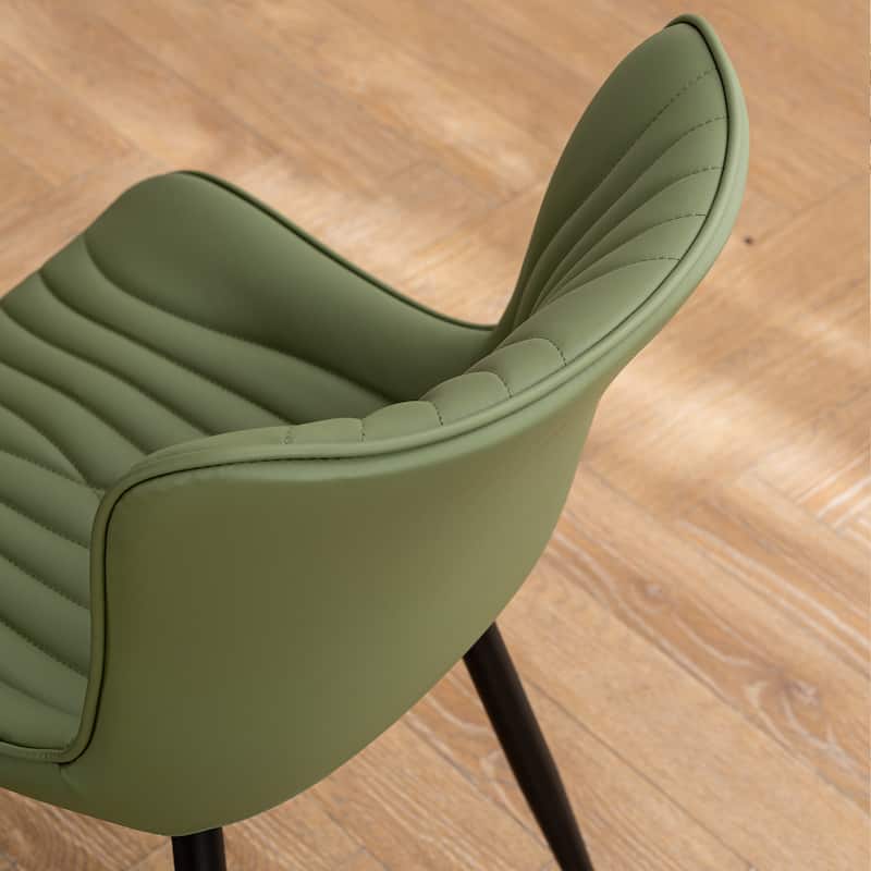 Modern Upholstered Leather Armless Dining Chairs Set of 2