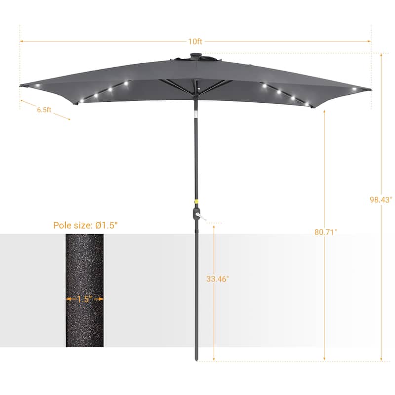 BONOSUKI LED 10 x 6.5ft Outdoor Umbrellas Patio Market Table Umbrellas