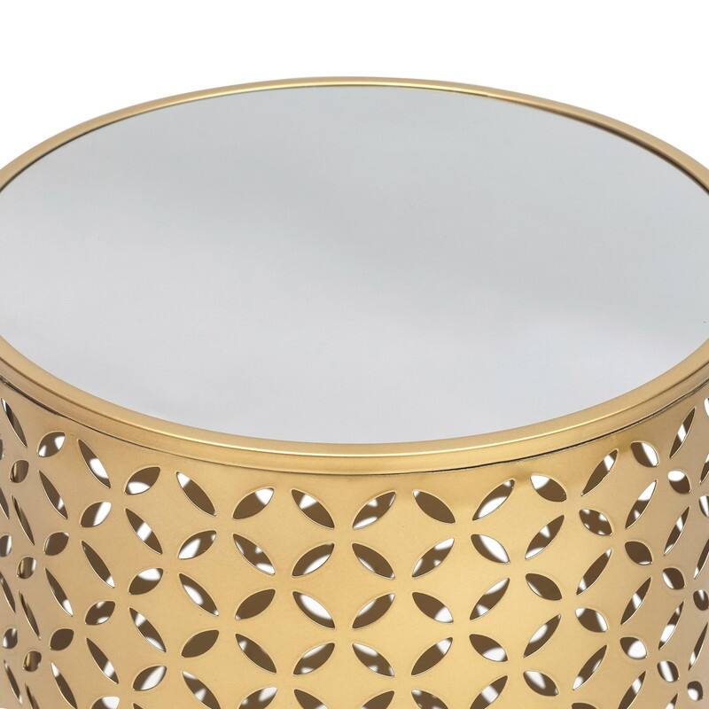 ADECO Metal End Tables Set of 2 Gold Nesting Side Coffee Table On