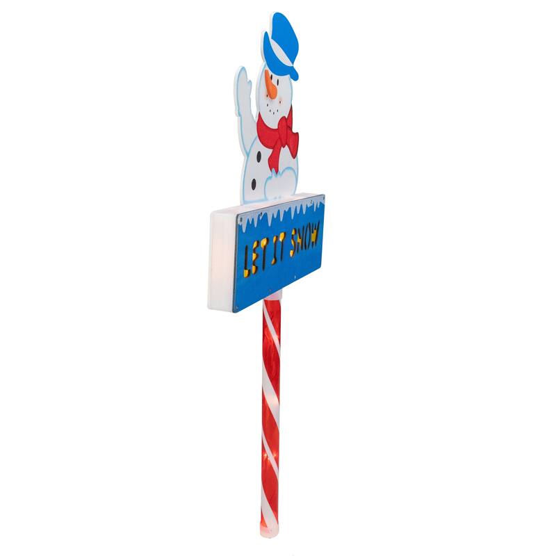 28.5" Pre-Lit Snowman 'LET IT SNOW' Christmas Lawn Stake - Clear Light