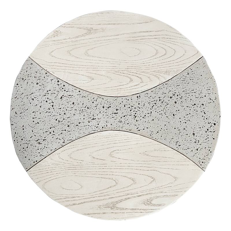 28" Round MGO Coffee Table with a Natural Stone & Wood-Look Finish