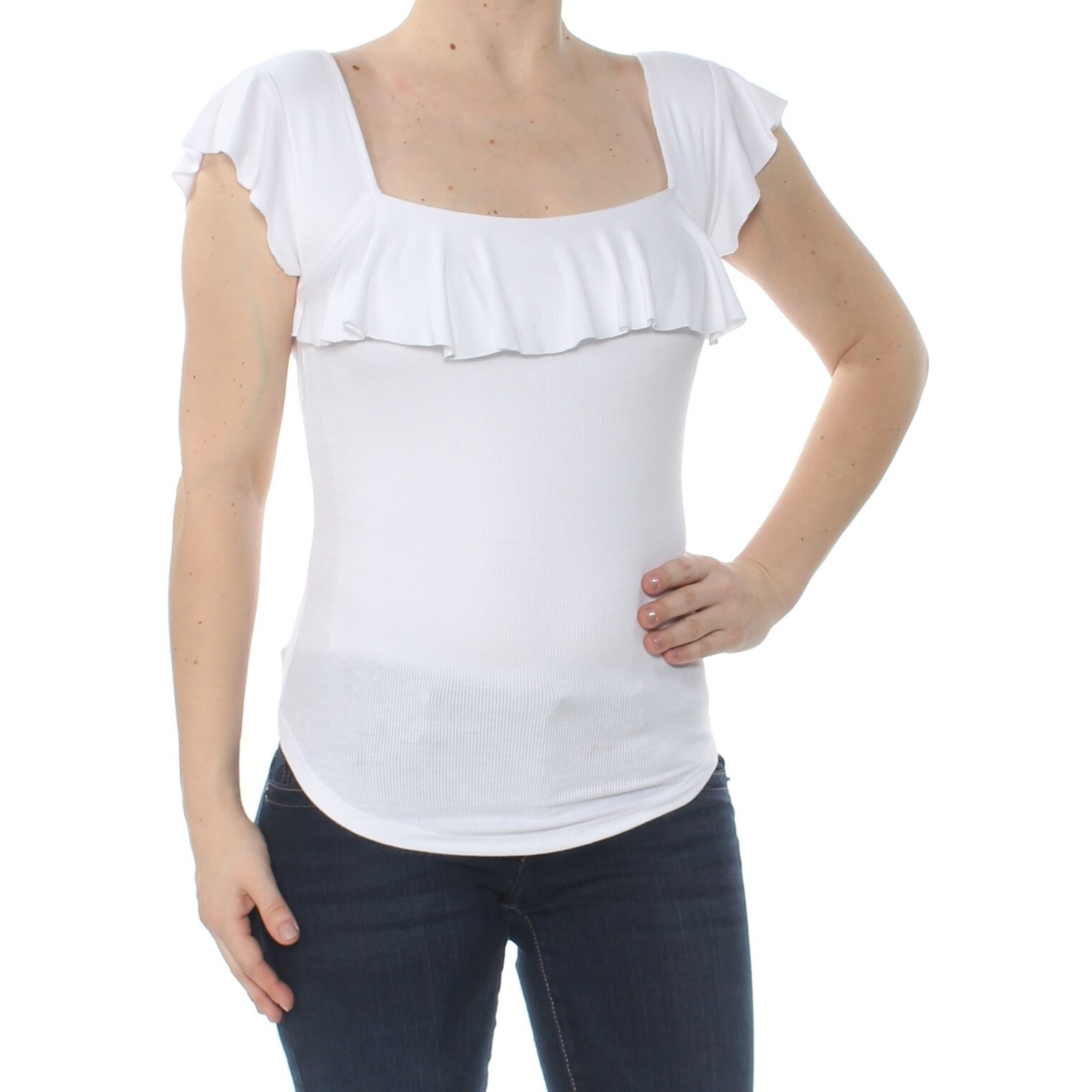 ruffle square neck top