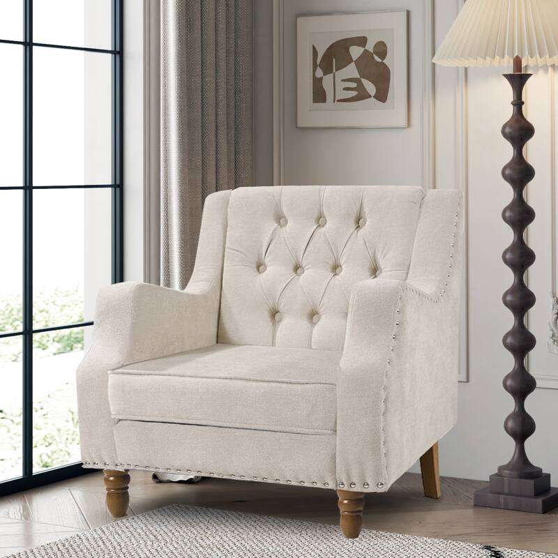 Ailsa Button-Tufted Upholstered Accent Chair by GDFStudio - 25.90"L x24.80"W x 29.50"H