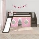 preview thumbnail 27 of 62, Max and Lily Classic Twin Low Loft with Stairs, Easy Slide and Curtain Clay, Pink, Gold