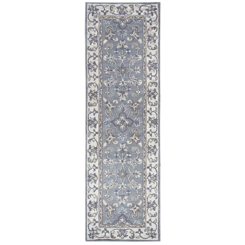 Alora Decor Liberty Traditional Hand-Tufted Bordered Grey/Tan Area Rug