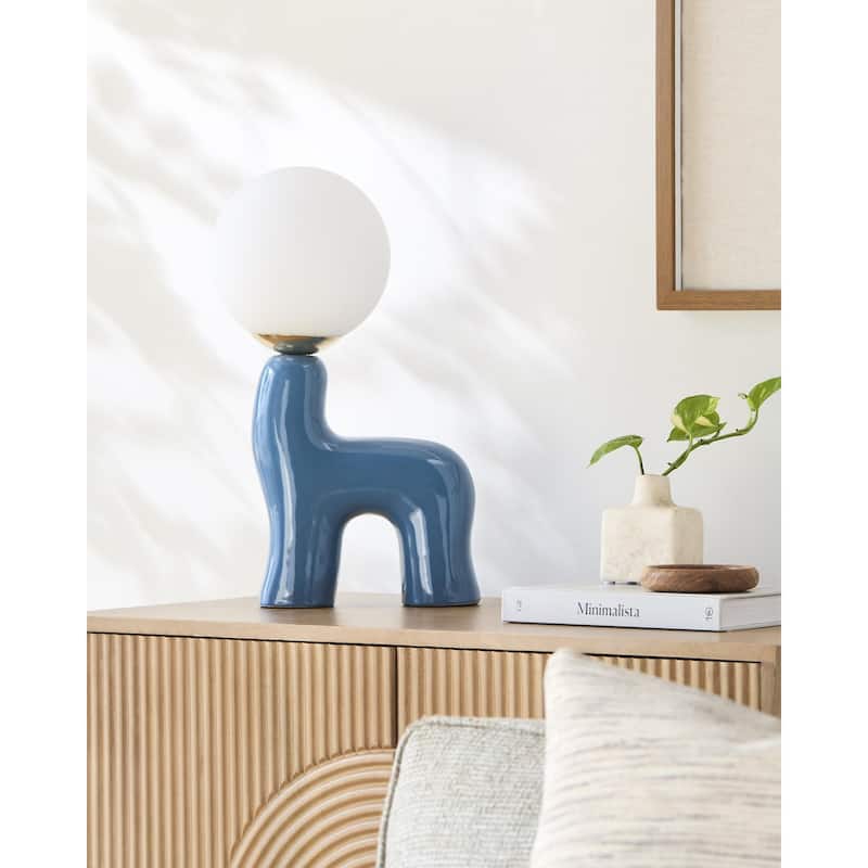 Livabliss Opal Country Accent Table Lamp - Blue