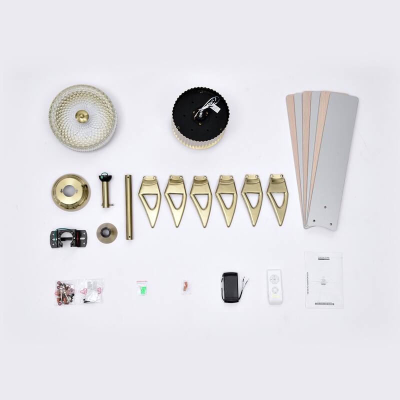 52 in. Smart Indoor Gold Ceiling Fan with Integrated LED with 6 Plywood Blade and Remote Control