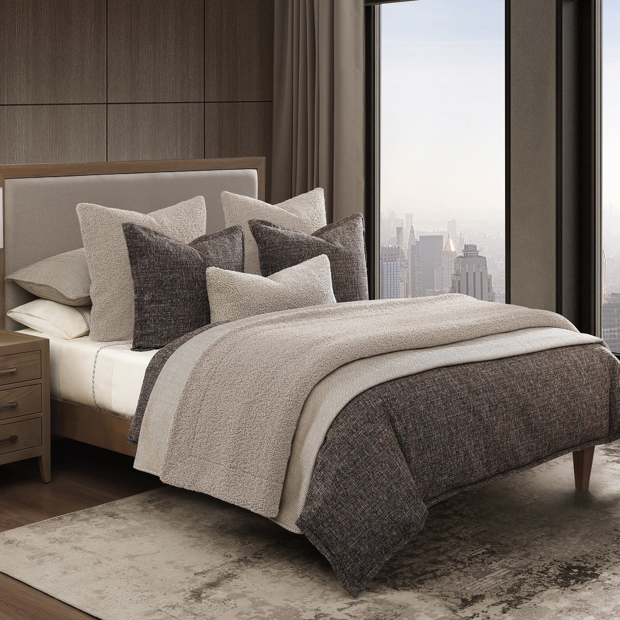 HiEnd Accents Tweed Textured Woven Timeless Classic 3 Piece Duvet Cover Set