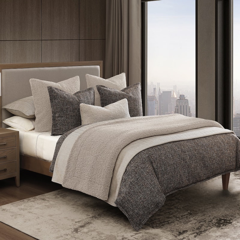 HiEnd Accents Tweed Textured Woven Timeless Classic 27x27 inch Euro Sham