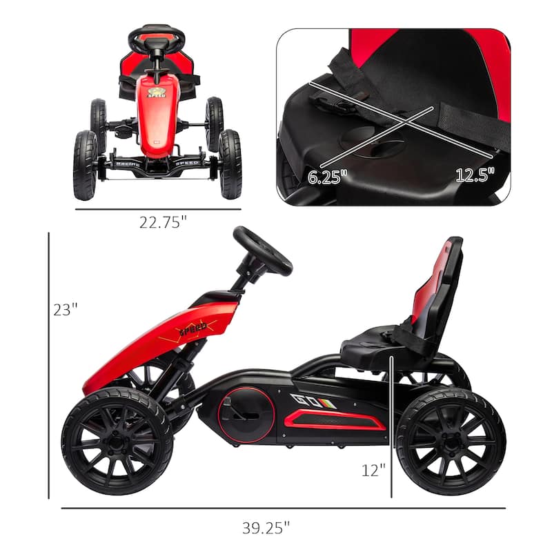 Pedal-Powered Go-Kart for Kids with Smooth EVA Wheels