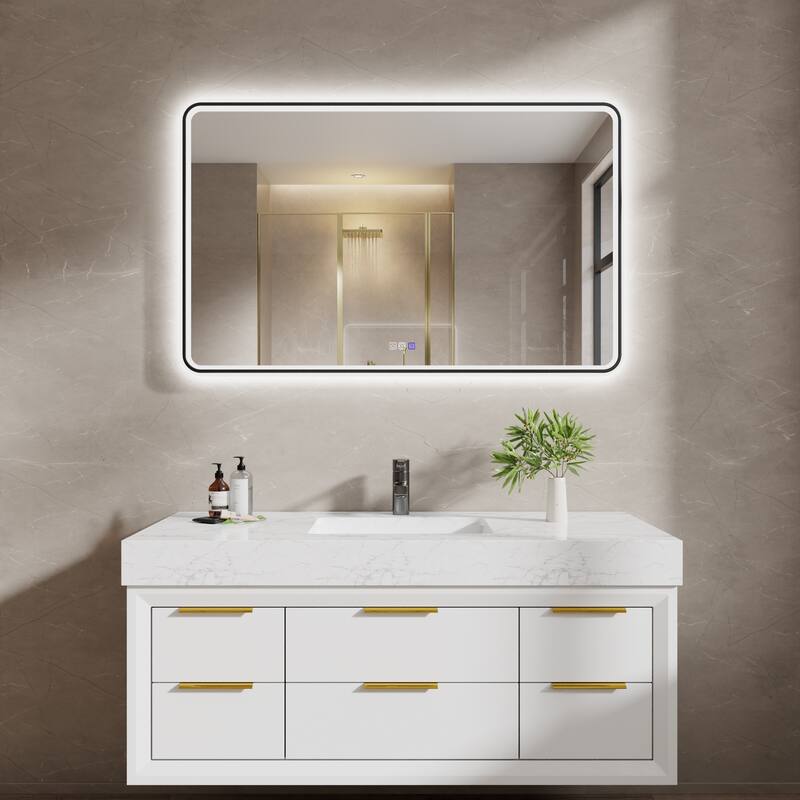 ExBrite Bathroom LED Mirror with Defog, Stepless Dimming